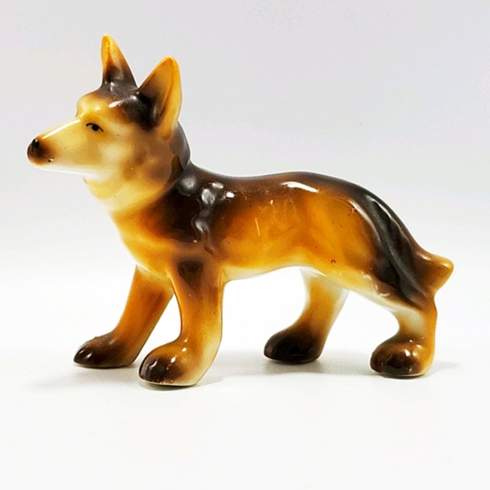 Vintage German Shepherd Porcelain Figurine Japan